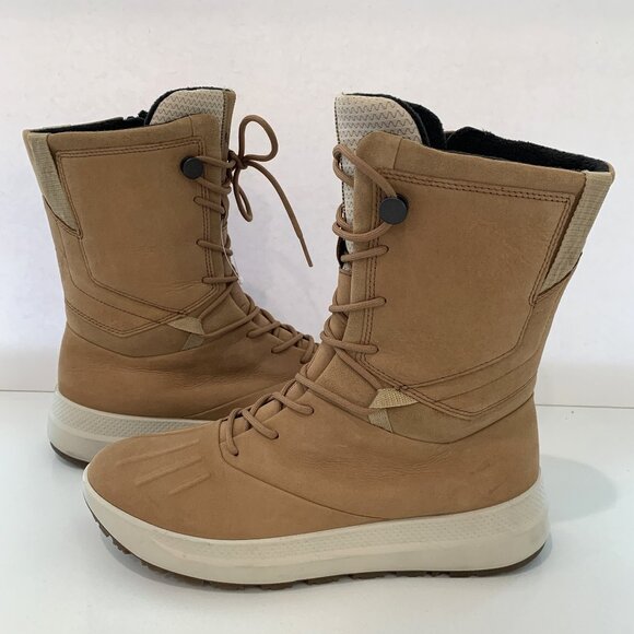 Ecco Solice High Boots Nubuck Leather Cashmere Tan Size 39 US 8 - 8.5 NEW - Picture 2 of 7